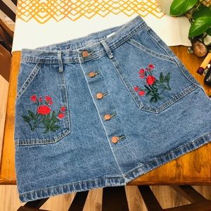 Vintage Denim Rose Skirt
